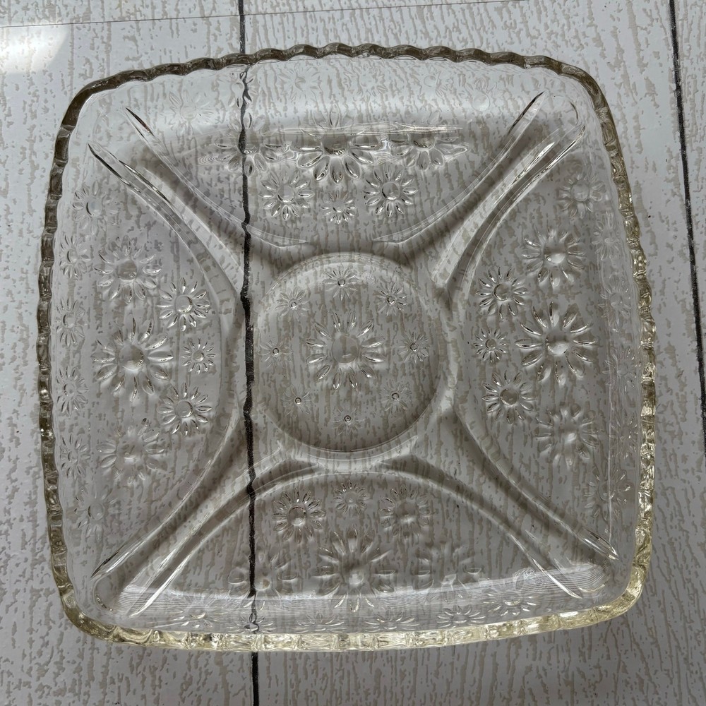 Vintage Square Daisy Plate MCM