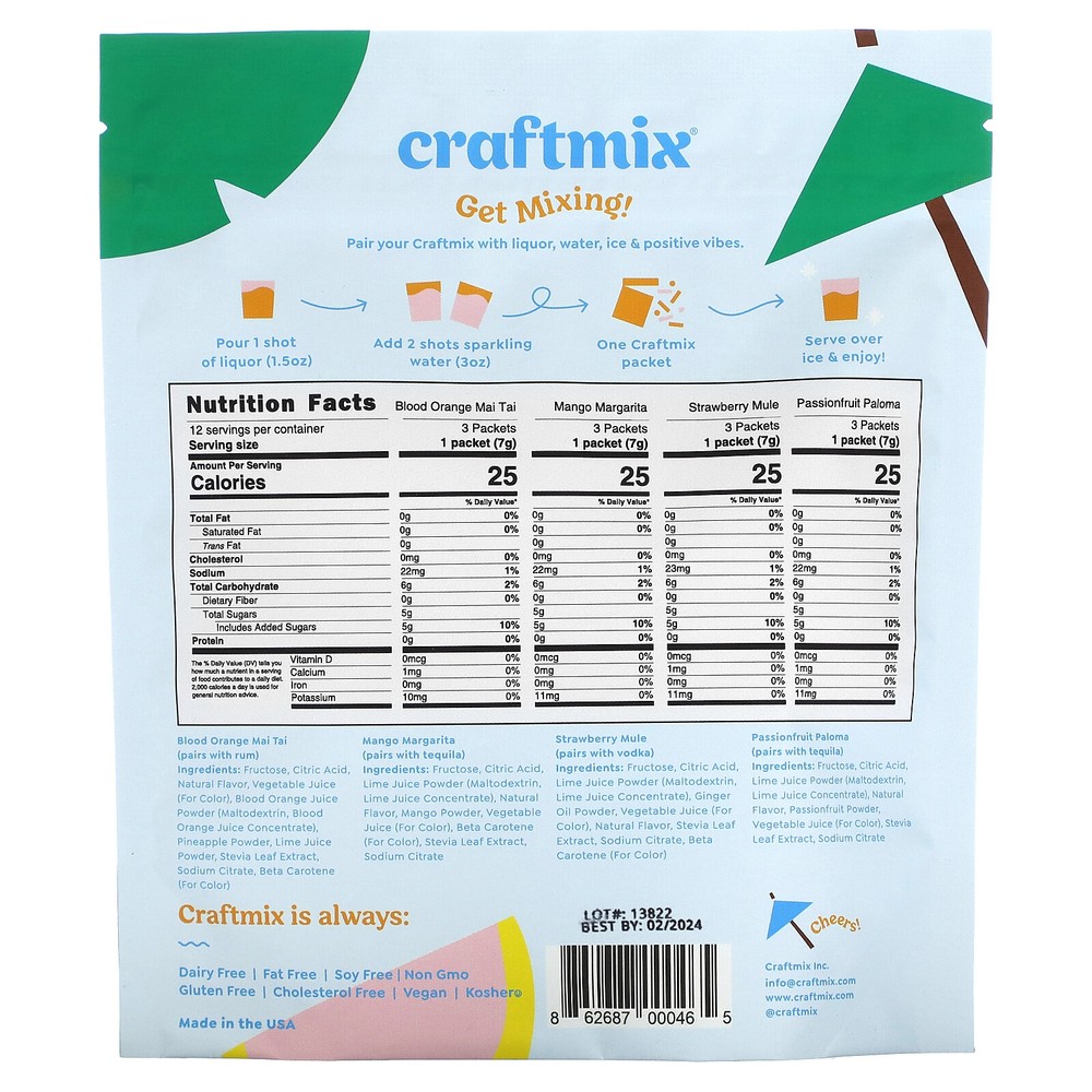 Cocktail Mix Packets, Variety Pack, 12 Packets, 2.96 oz, (84 g)