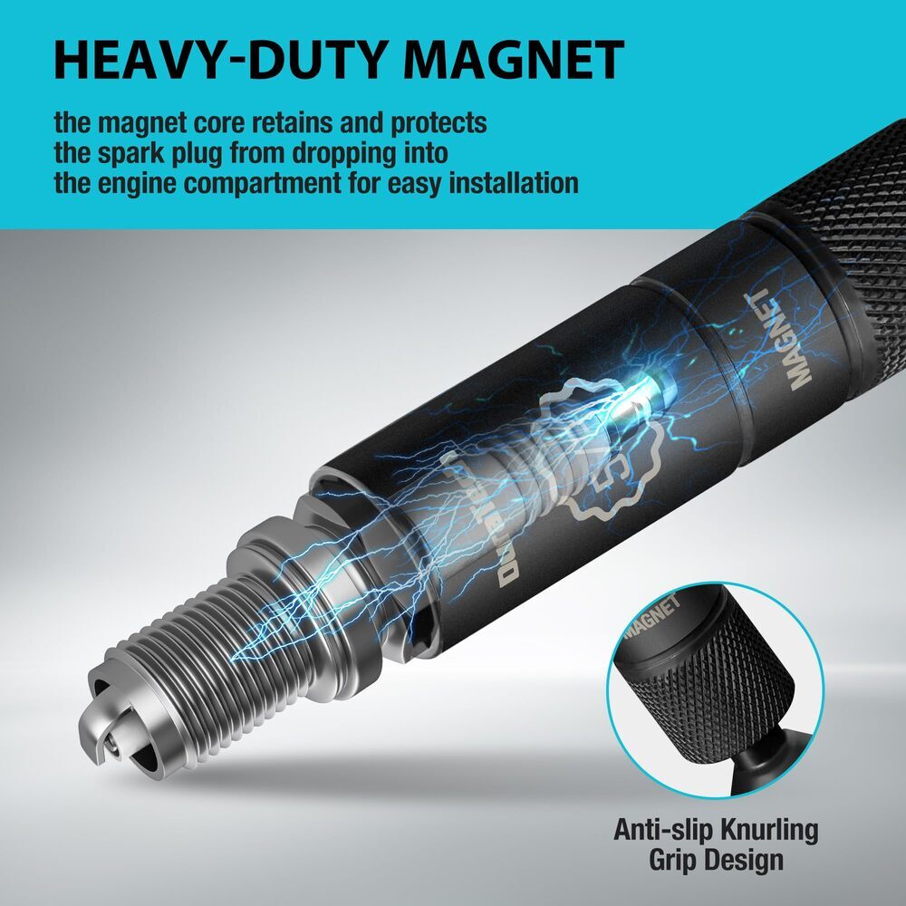 DURATECH 5/8" Swivel Magnetic Spark Plug Socket 1MM Thin Wall 3/8"Drive x4" 12PT