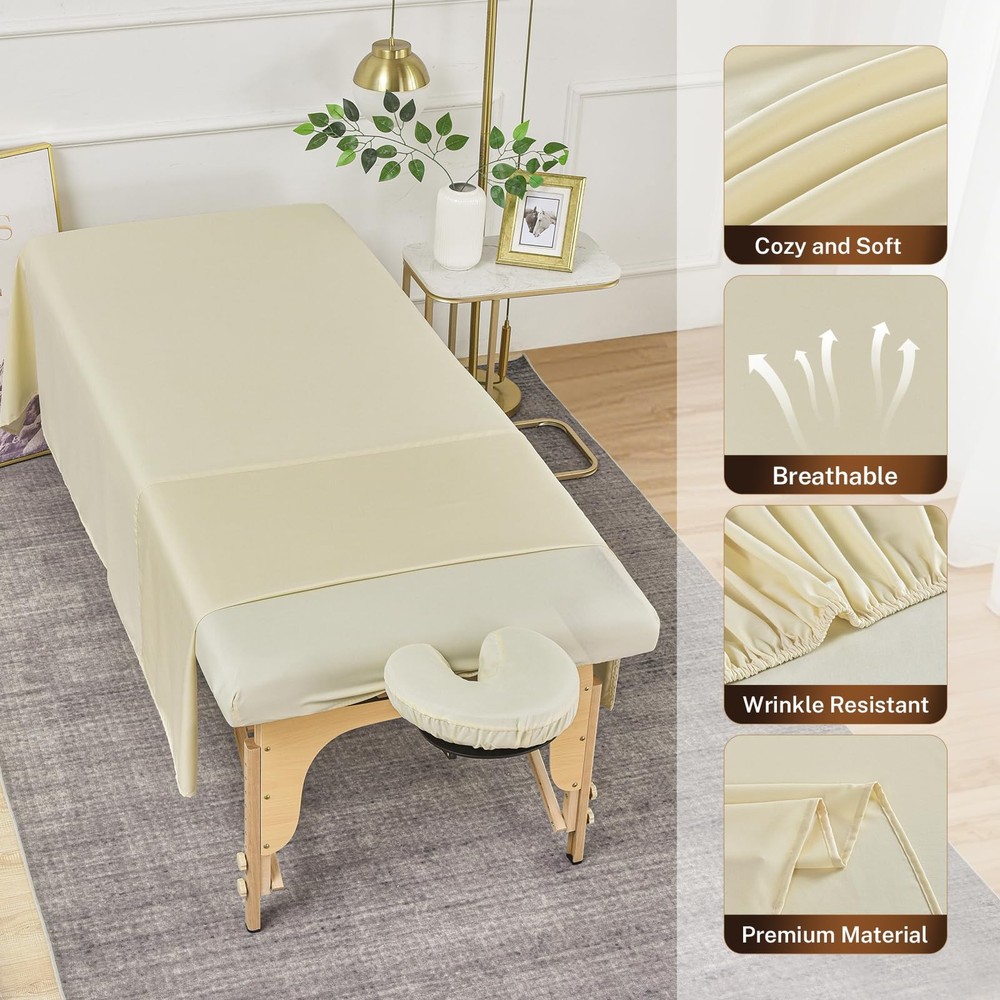 4 Sets Premium Microfiber Massage Table Sheets Set, 3 Piece Set Ultra-Light M...