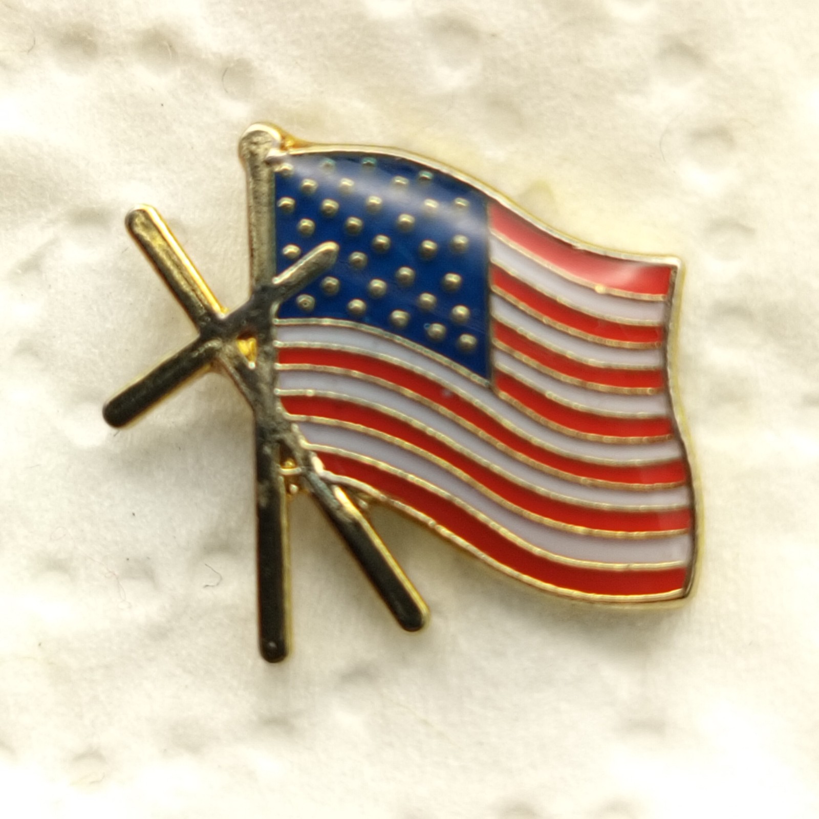 Doherty Vintage American Flag Enamel Lapel Pin Patriotic Cross