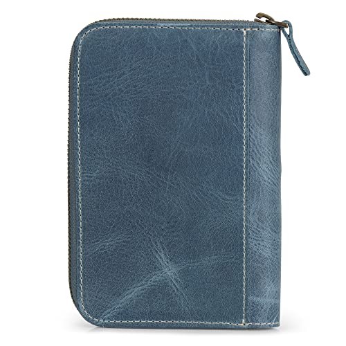 Genuine Leather Padfolio – Portfolio Folder with Pencil Holder, Notepad & Blue