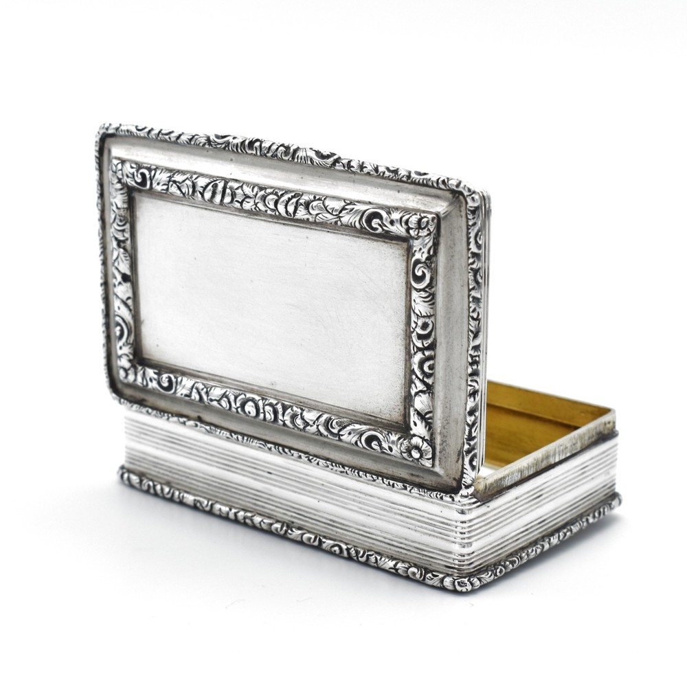 Antique Nathaniel Mills Solid Silver Snuff Box Table Snuff Trinket Box 1837