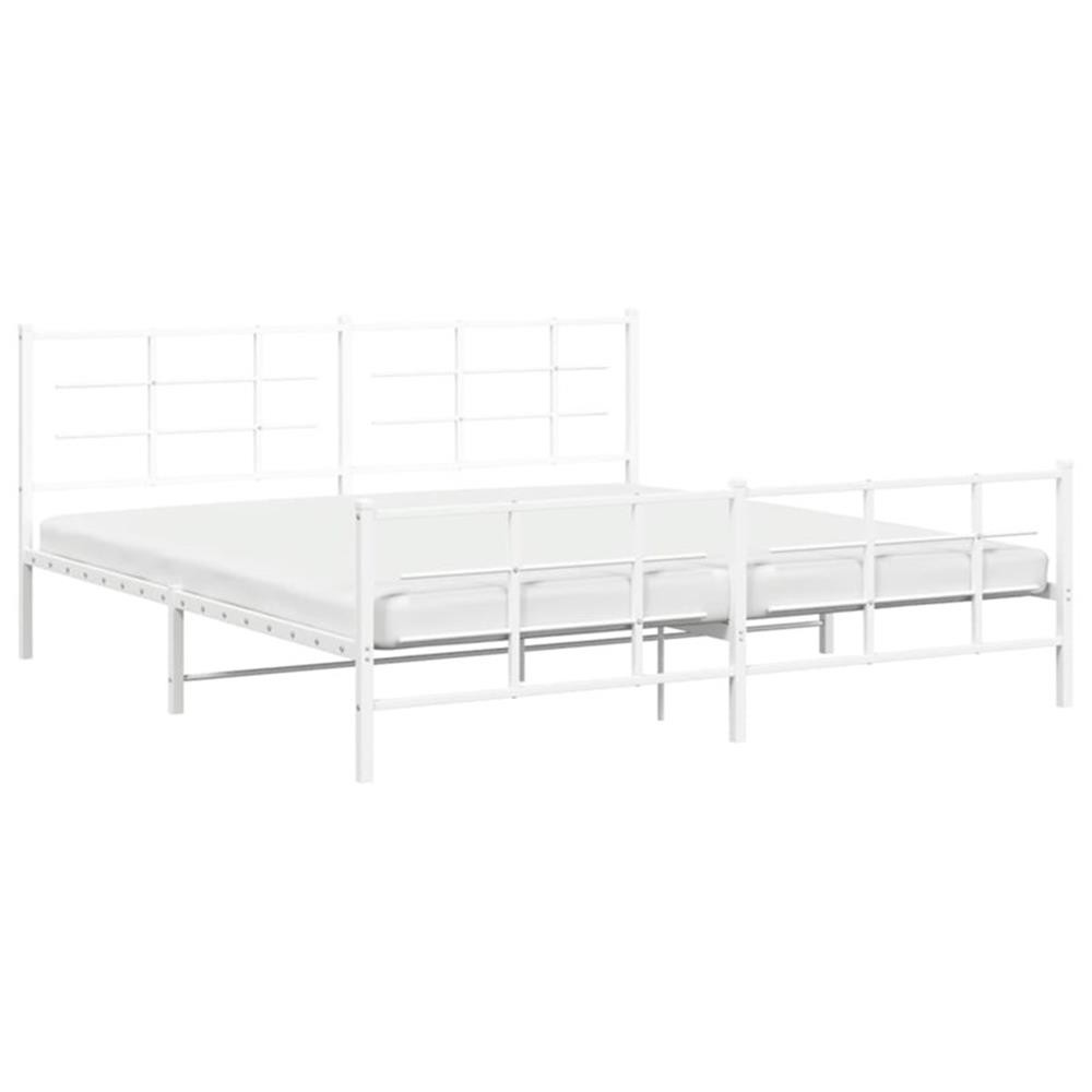 Bowery Hill Rectangular Powder-Coated Steel Full Bed Frame in White