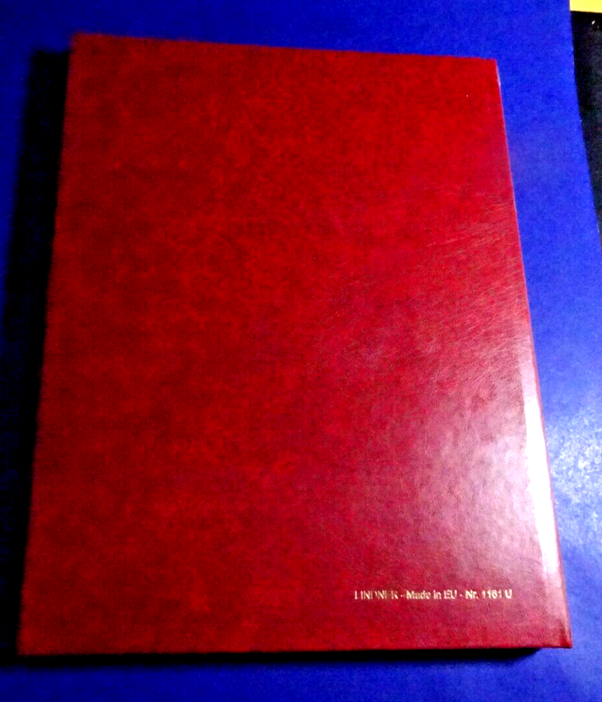 LINDNER STOCK BOOK RED HARD COVER 2 SIDED 16 PAGE WHITE 10 STRIPES PER PAGE SEAL