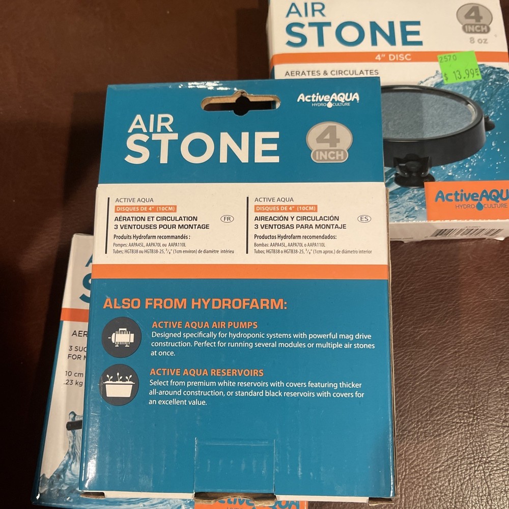 Active Aqua AIR STONE 4" inch Round Disc Diffuser Aerates Circulates Hydroponics