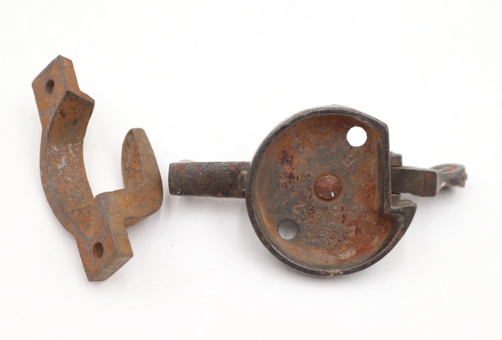 Antique Cast Iron Window Lock with Copper Plated Brass Button