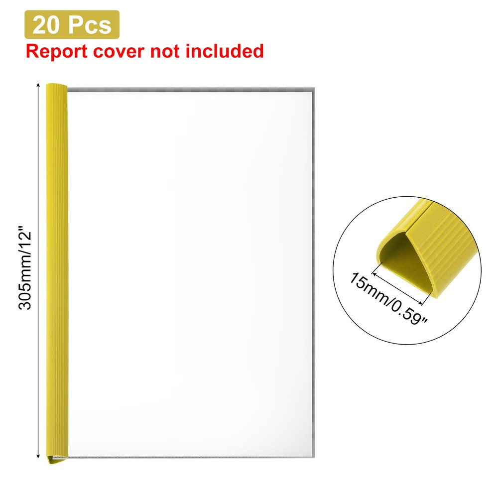 20Pcs Binding Bars, 15mm Binding Bars Slide Grip, Yellow