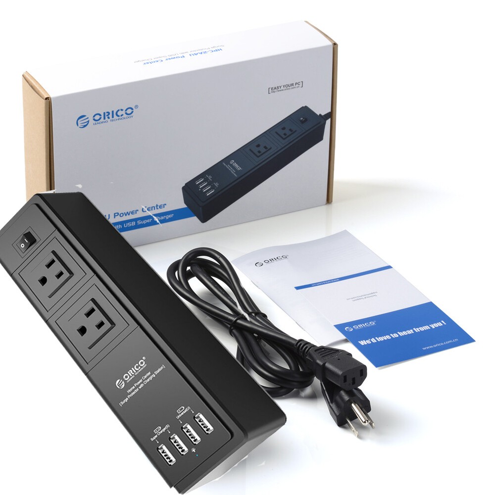 Surge Protector with USB Super Charger - Black