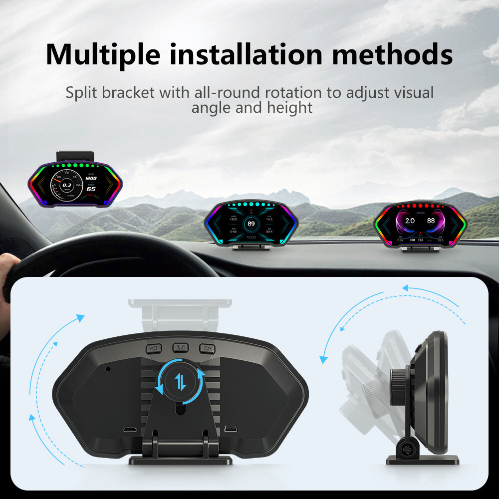 Car OBD Digital Gauge GPS Head Up Display Dashboard Speedometer Multi-Function