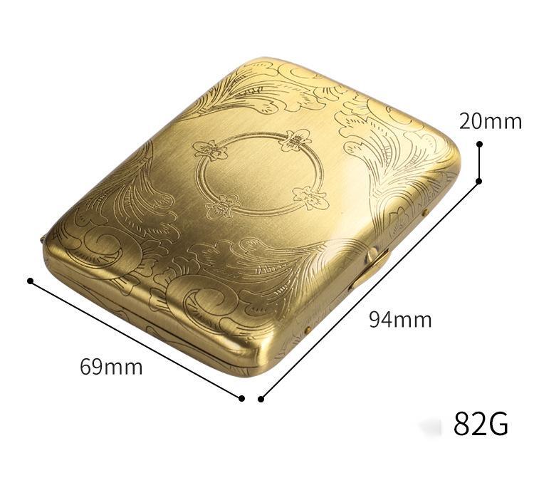 Vintage Classic Portable Copper Double Sided Cigarette Case Flower Pattern 16s
