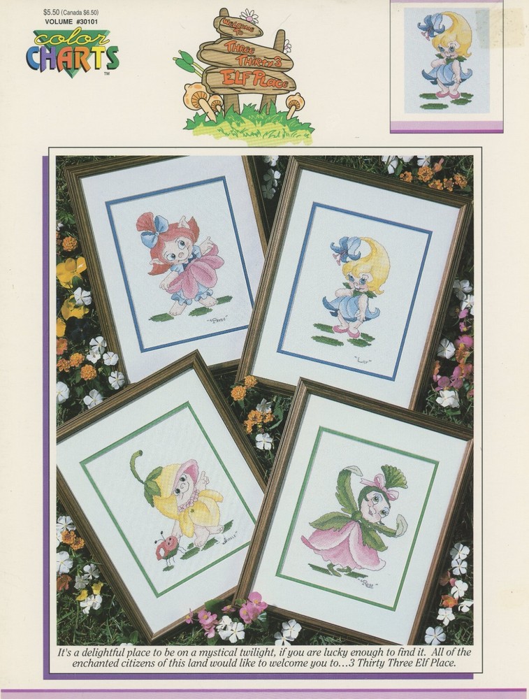 Color Charts Elf Flower Babies Counted Cross Stitch Pattern