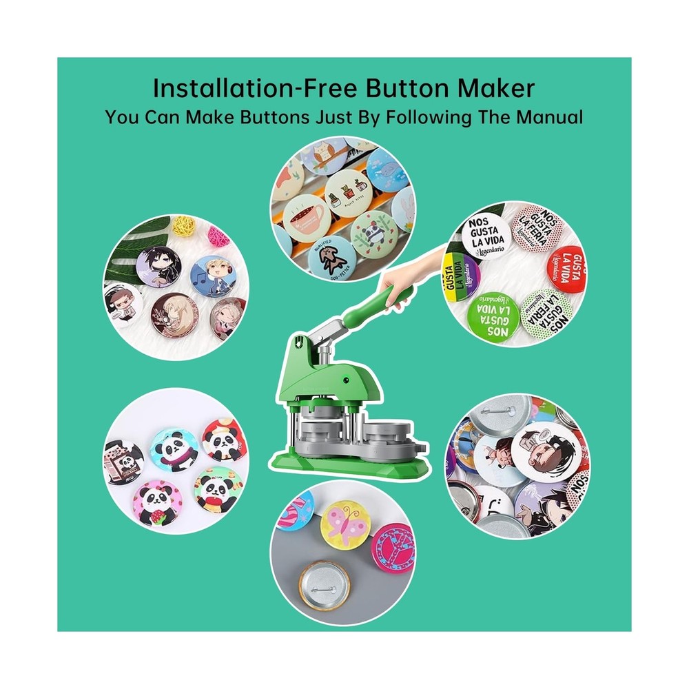 Button Maker Machine 3 Sizes, DIY Pin Making Machine 1+1.25+2.25 inch, Interc...