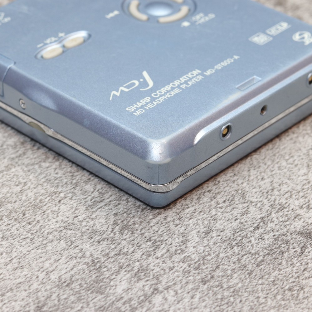 SHARP MD-ST600 Blue Portable MD Player MDLP Tested Working w/ Remote & Stand