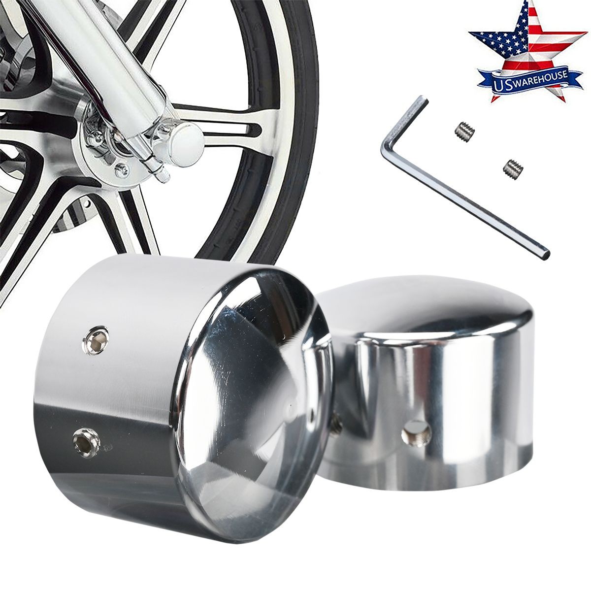 Chrome Front Axle Cap Nut Cover For Harley Softail Dyna Touring Street Glide AB