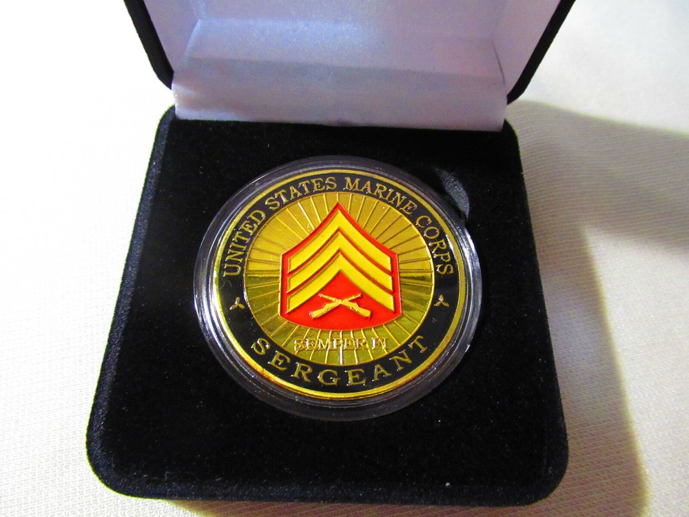 US MARINE CORPS " SERGEANT " Challenge Coin w/ Presentation Box