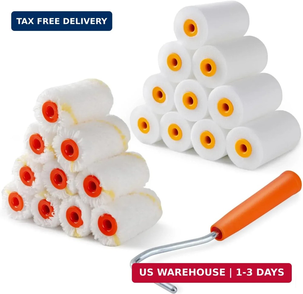 2 inch Paint Roller Kit, 20 Pack Small Paint Roller Set with High Density Foam P