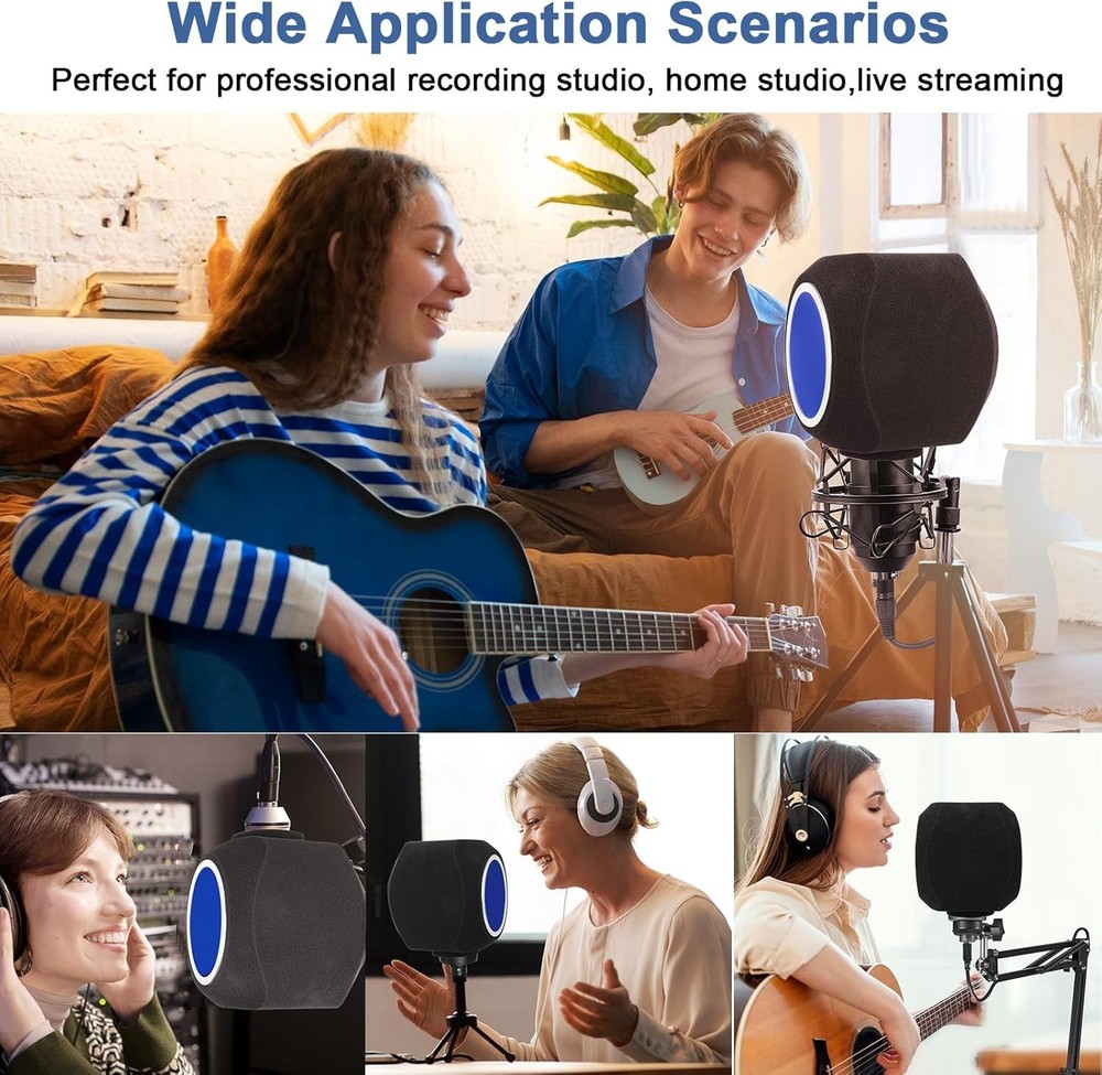 Versatile Microphone Isolation Shield and Pop Filter for Musicians and Streamers
