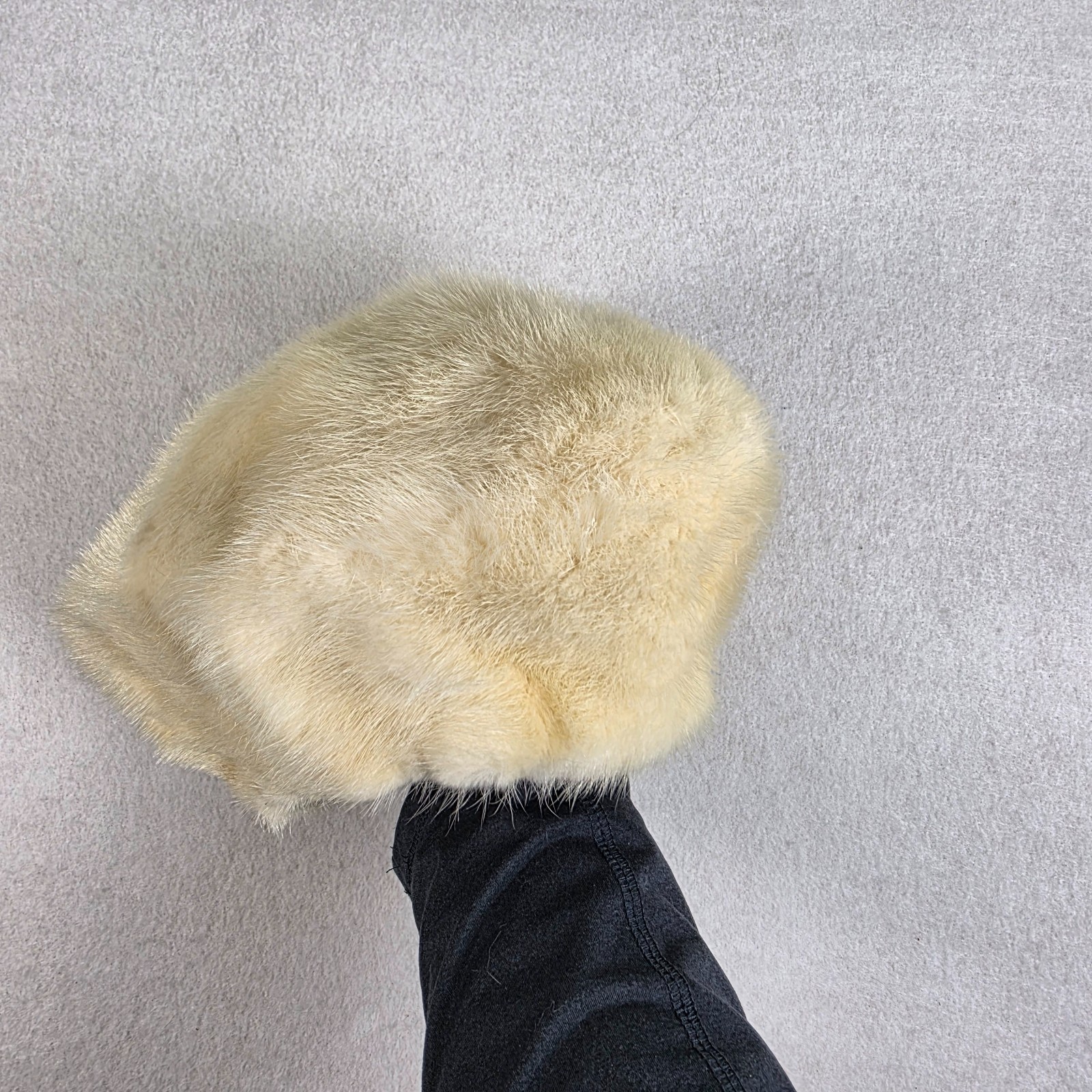 Vintage Ambrose New York for Lord & Taylor Salon Cream Fur Hat Satin Lined