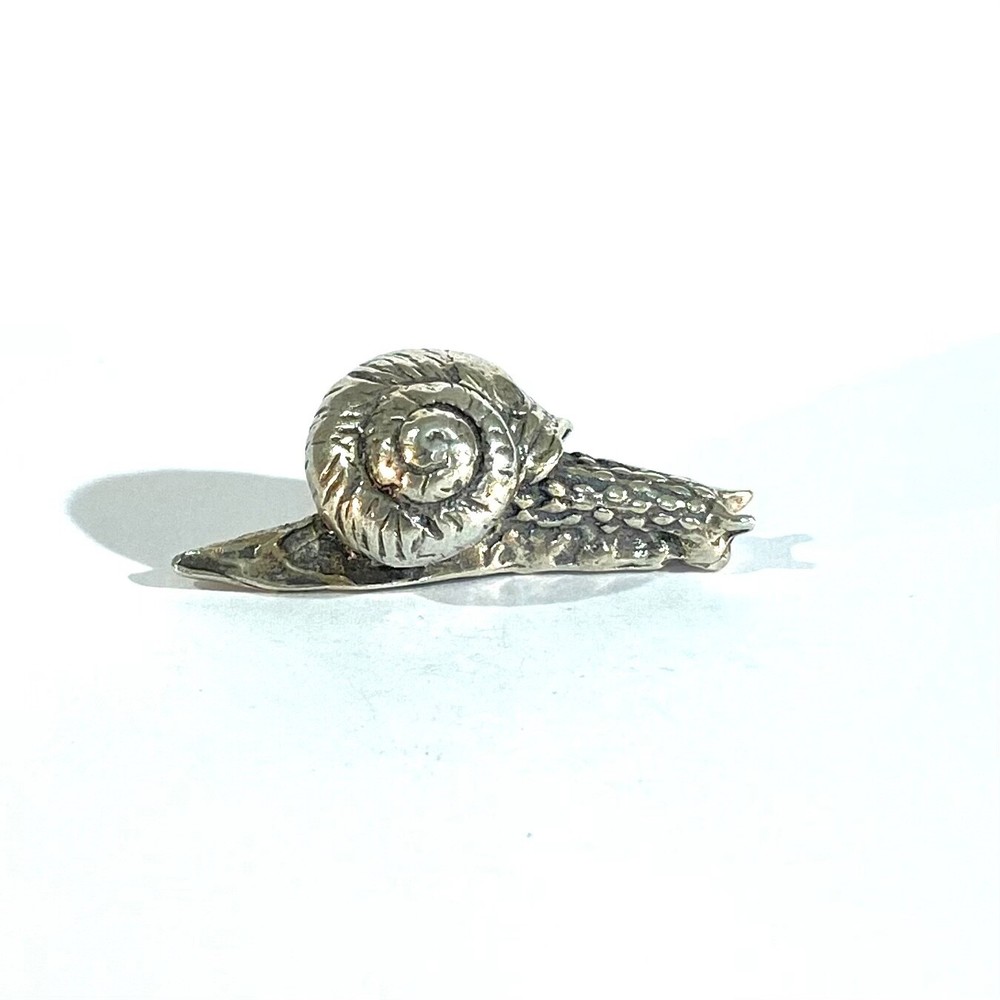 vintage solid silver snail miniature , hallmarked italian figurine
