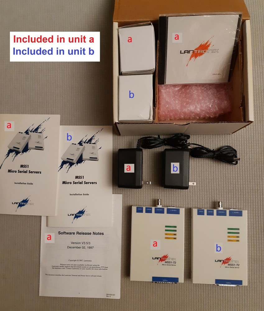 Lantronix MSS1-T Micro Serial Server & Power Supply (unit b: with printed docs)