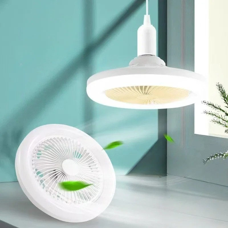 Fan For E27 Socket Light With Remote Ceiling Fan Adjustable Smart LED 3Speed AC