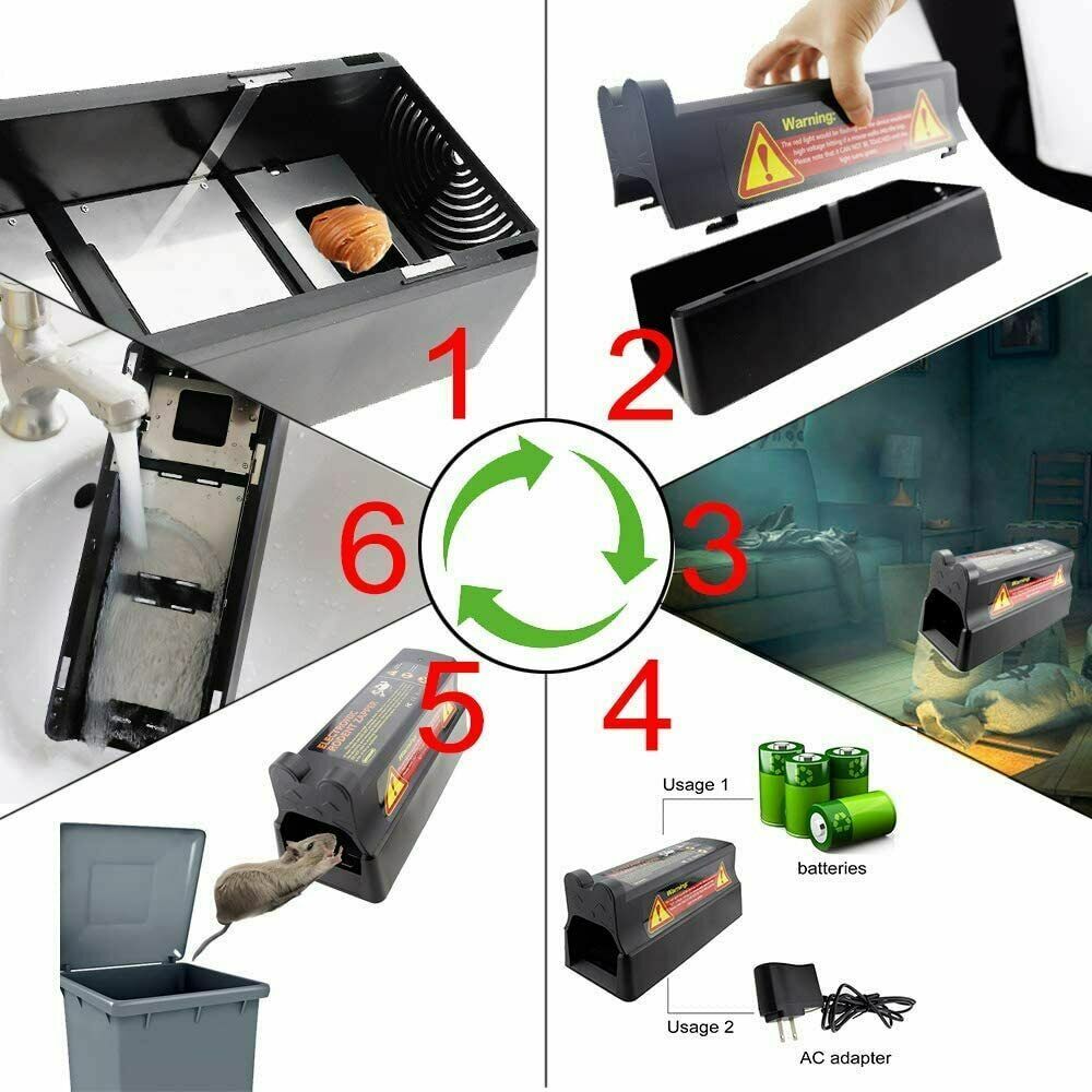 3PK Electronic Mouse Rat Trap Pest Control Electric Rodent Zapper Home Garden