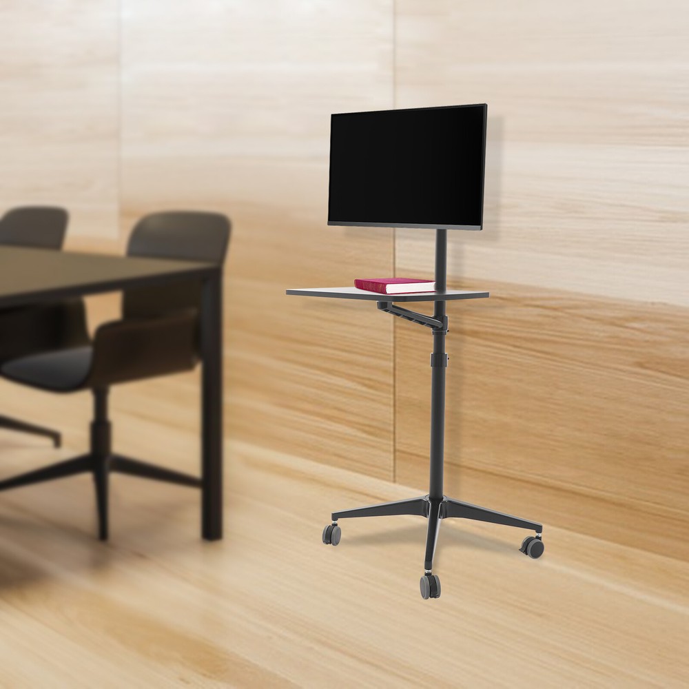 Rolling Laptop Floor Stand, Height Adjustable Mobile Desk, Mobile Workstation