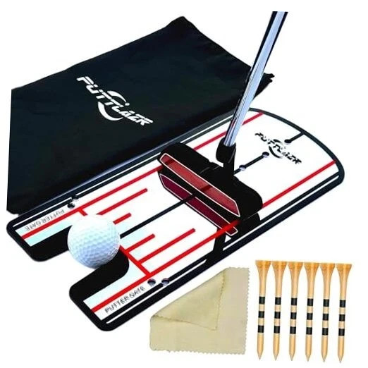 Golf Putting Mirror with 6 Tees, Putting Mirror Training Aid for Golf Practice