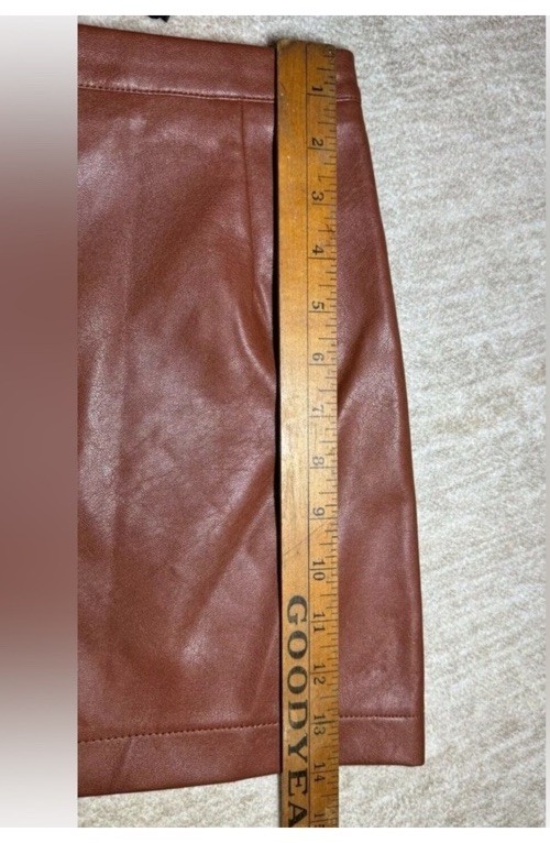 New Shinestar Brown Tan Faux Leather Short Skirt Boho Women’s Size Small