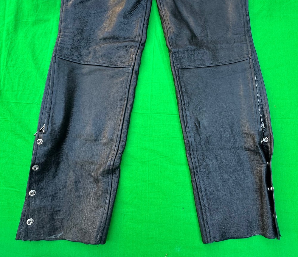 Vintage Bikers Men's Black Leather Chaps Size M.