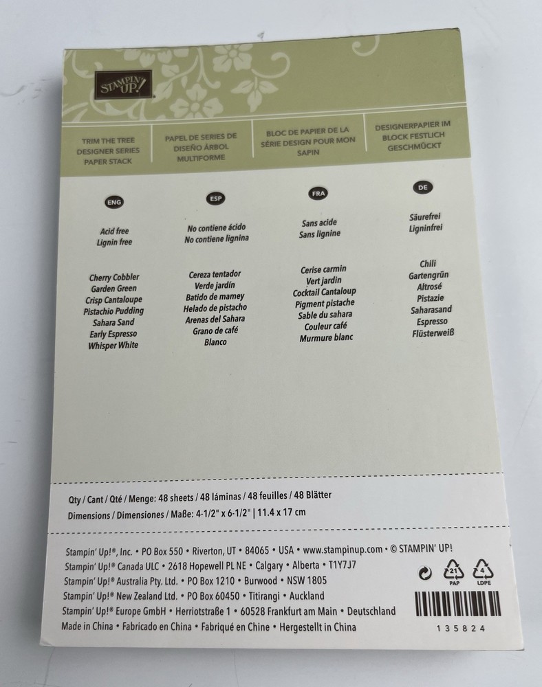 Retired Stampin Up! "Moonlight" Designer Series 4x6 Paper Stack 48 Double Sided
