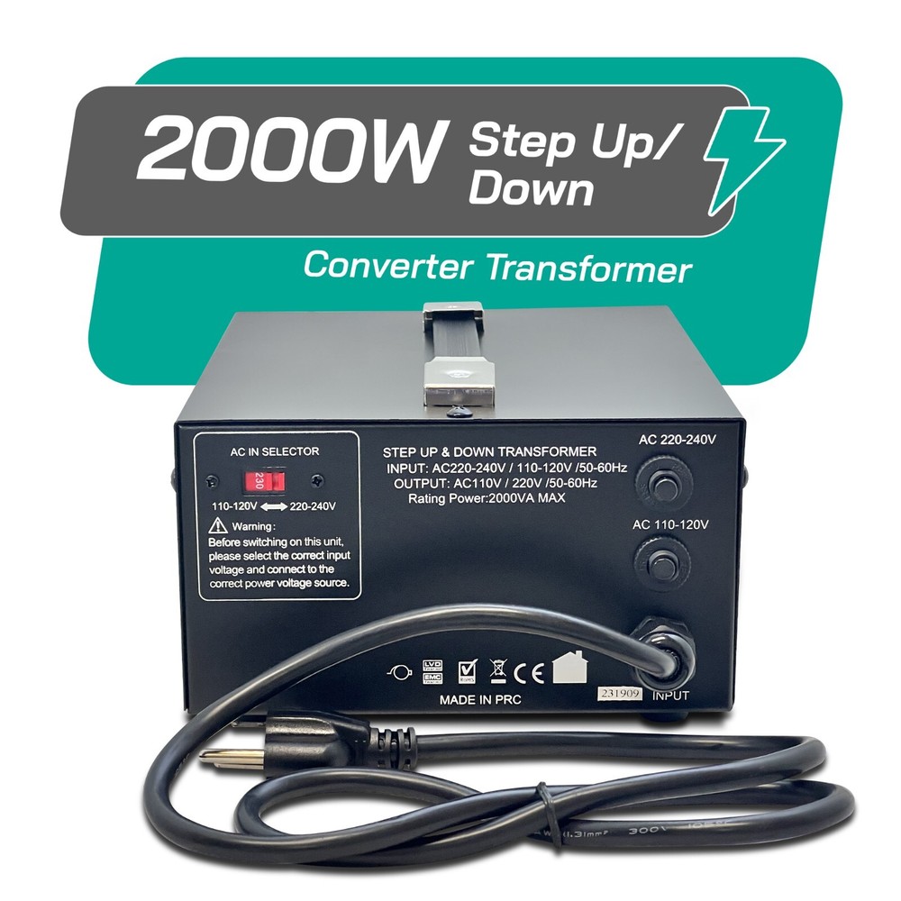 LiteFuze 2000 Watt Voltage Converter Transformer Step Up/Down (LT-2000UD)