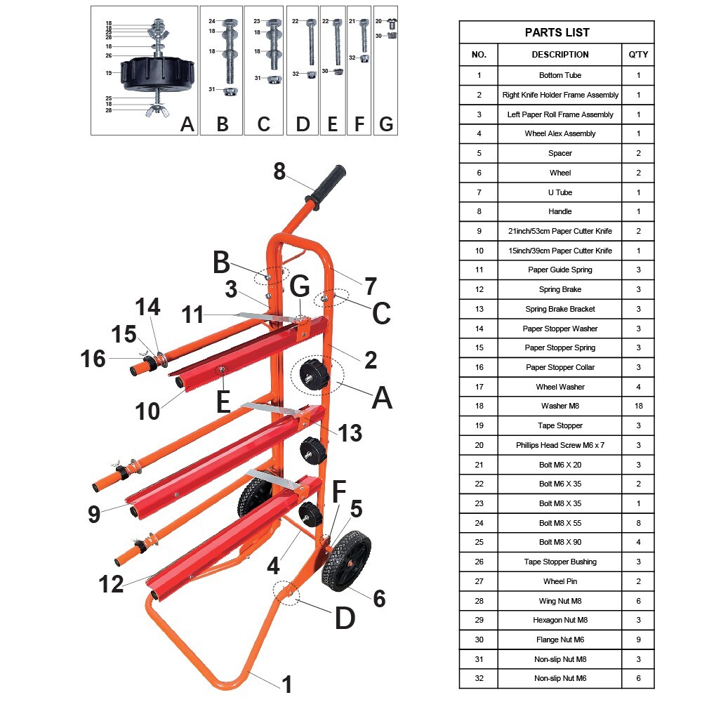 Portable Slimline Masking Paper Machine Dispenser -Stand Holds Multiple Rolls
