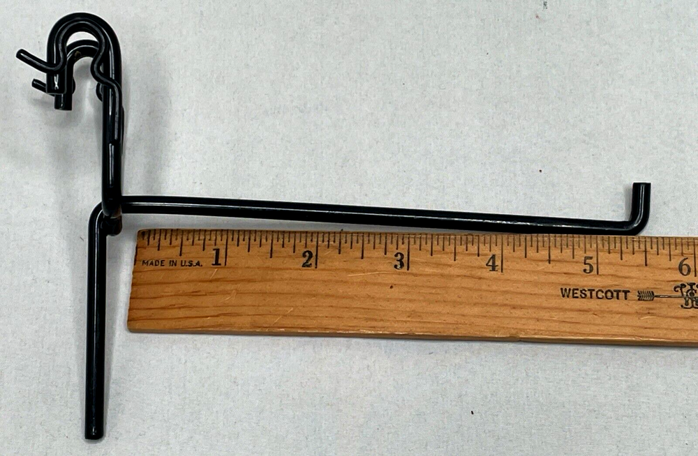 Four 5-1/2" Black Slat Wire Wall Grid Hooks - Used EUC!