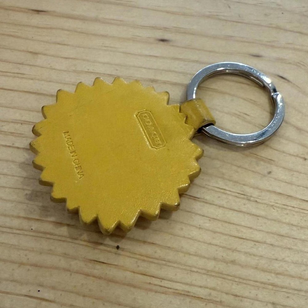 Coach Leather Sunflower Keychain