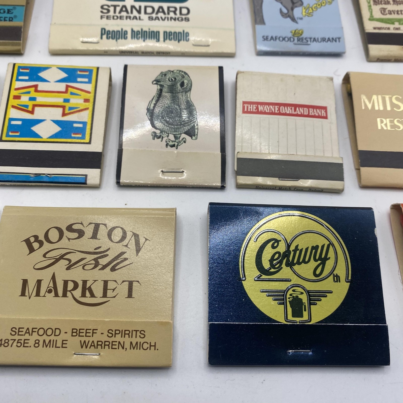 Vintage Advertising Matchbooks Lot 13 Restaurants Banks Auto Fish Market Steak