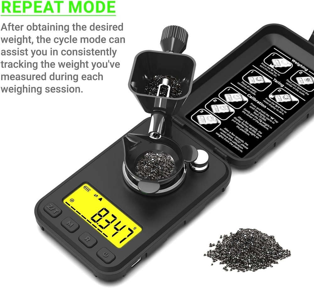 Handheld Reloading Scale 50g with 3 Colored Backlights - Accurate & Easy to Use