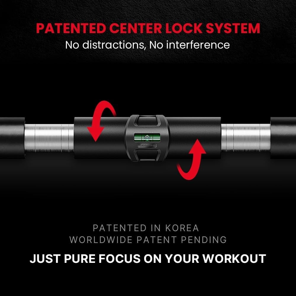Doorway Pull Up Bar, Patented Flat Structure with Uninterrupted Full-Length Grip