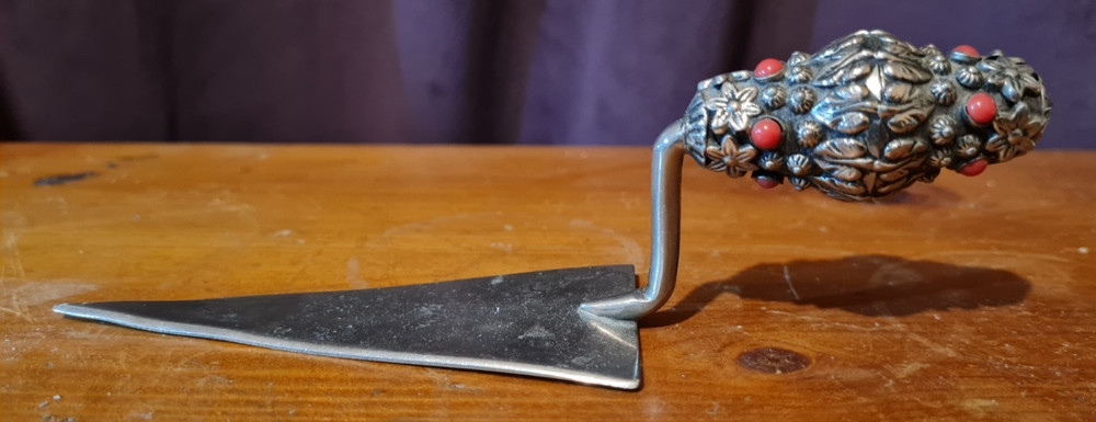 Silver plated trowel bookmark with handle