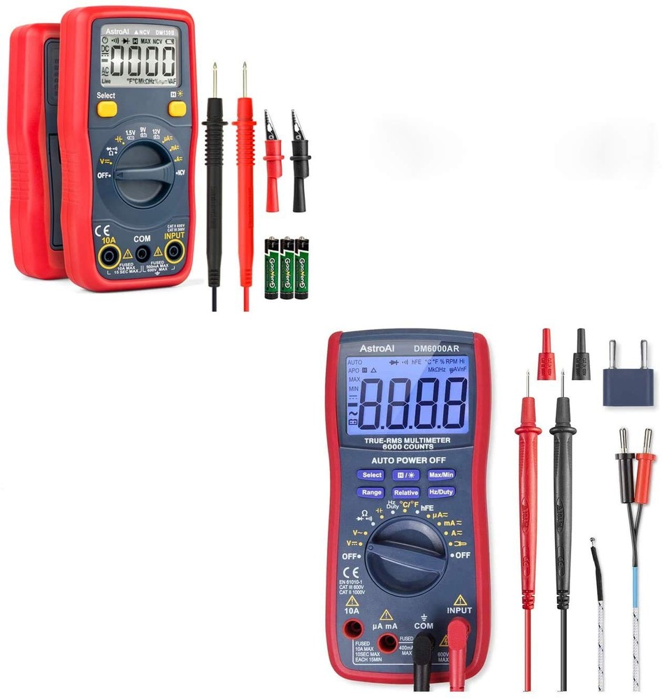 AstroAI Digital Multimeter Volt Meter 4000 Count and 6000 Bundle Red