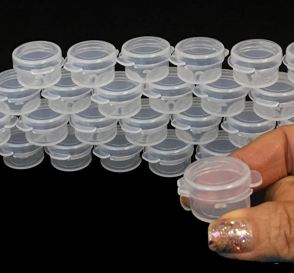 Cosmetic Hinge Jars Empty Plastic Beauty Sample Container 3 Gram Clear (50) 5006