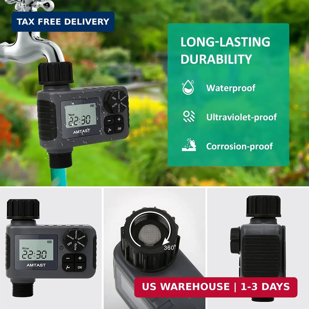 Sprinkler Timer Programmable Garden Hose Faucet Timer with Rain Delay/Manual/Aut