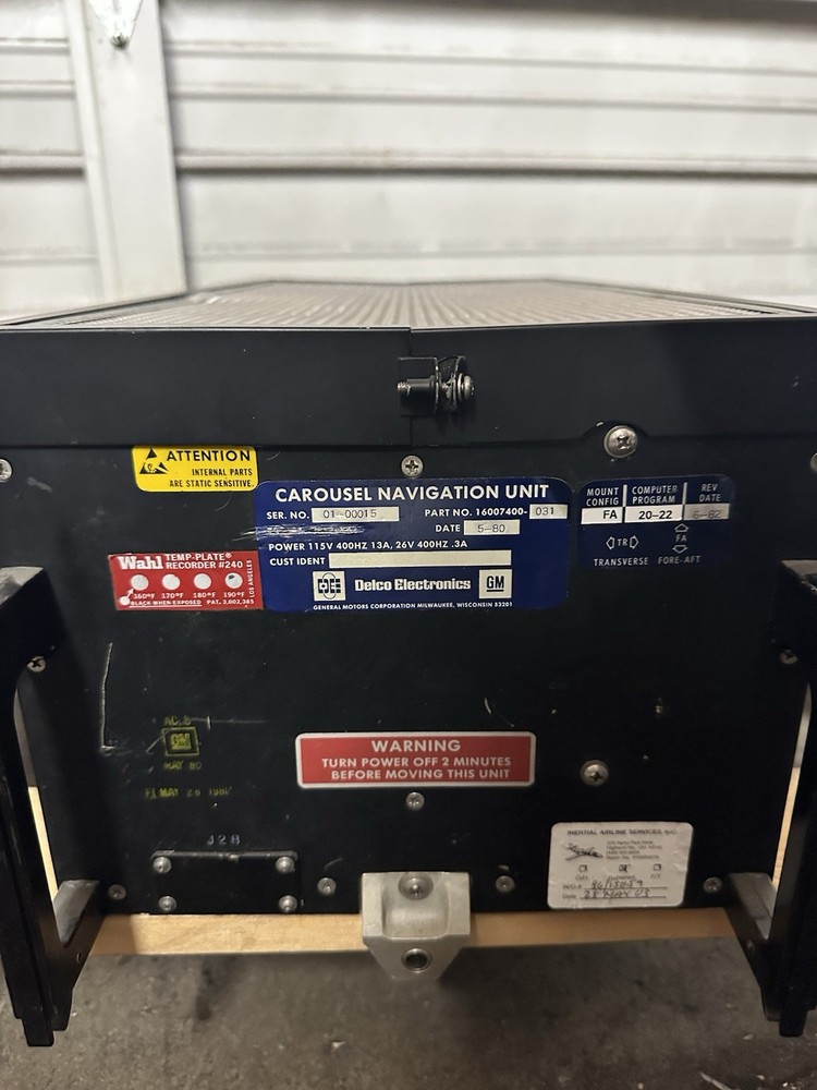 Delco Electronics Aircraft Carousel Navigation Unit 16007400-031