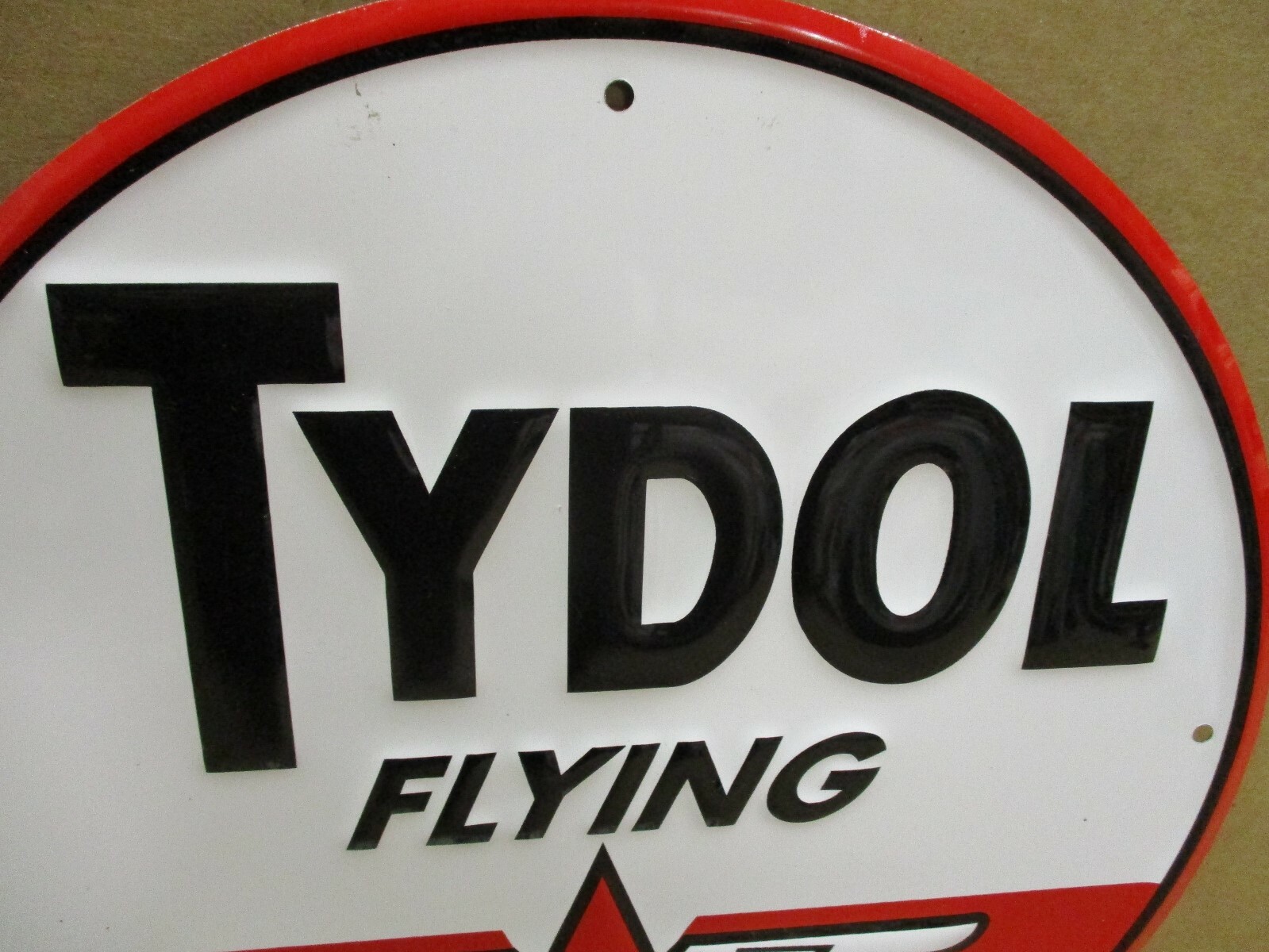 FLYING A - Tydol Gasoline - SHOWS OLD "A" LOGO Service Station - ROUND PUMP SIGN