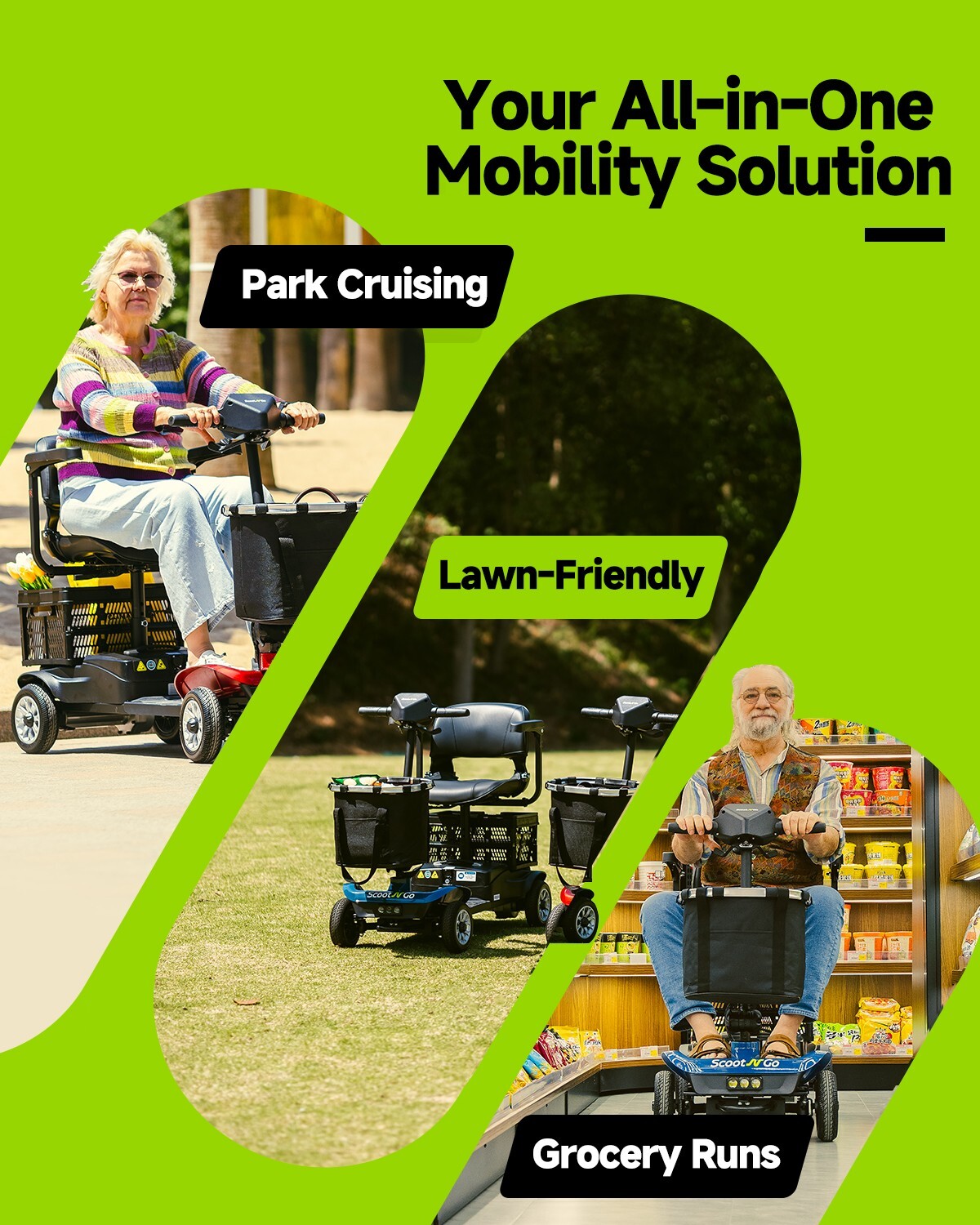 Mobility Scooters for Seniors Foldable with Dual Detachable Baskets 23 Miles