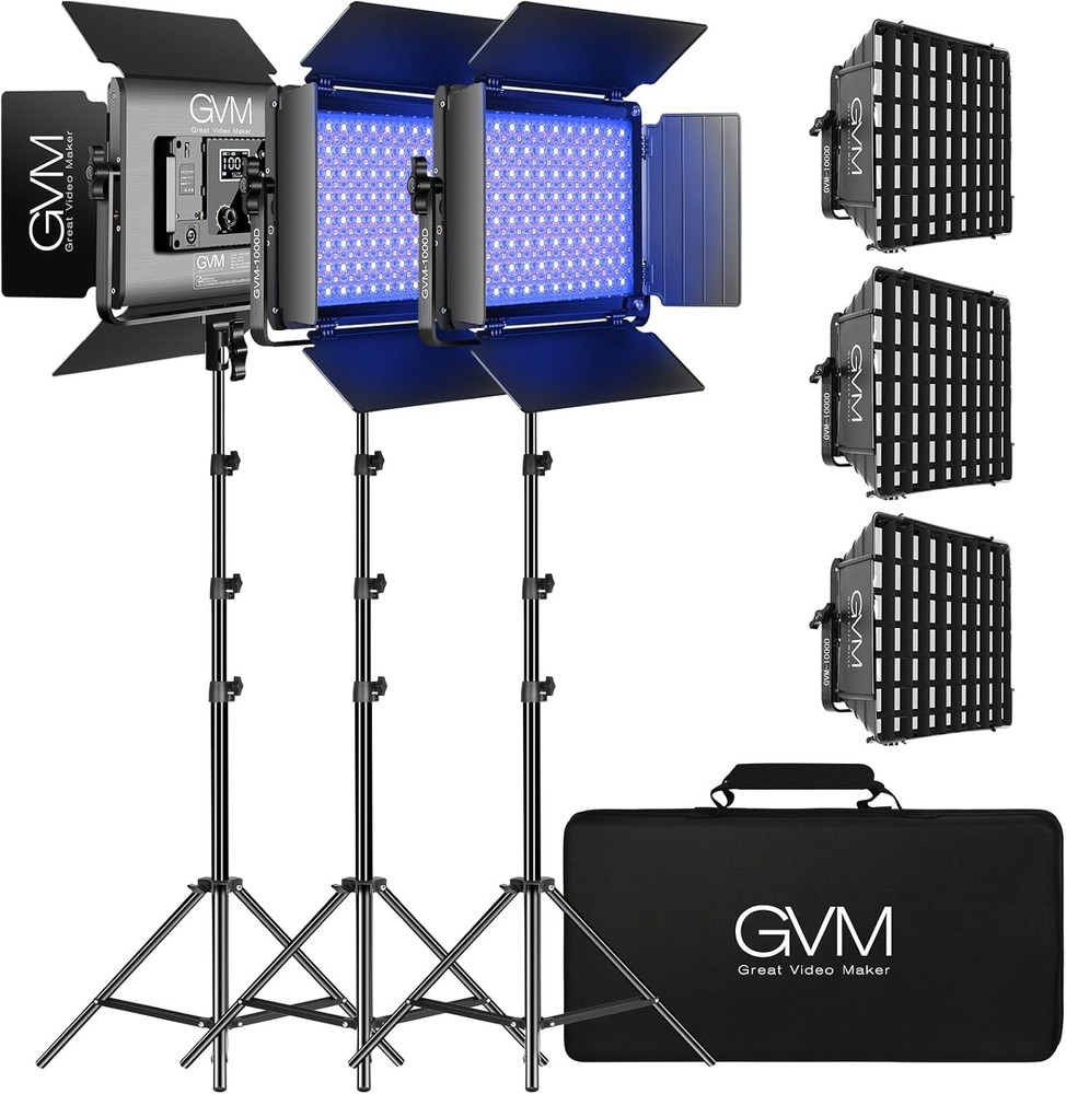 RGB LED Video Light Kit Photography Studio Lighting Set