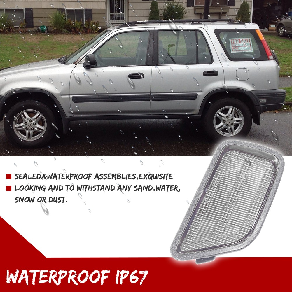 2PCS Clear Lens Rear Bumper Side Marker Light Lamps For 1997-2001 Honda CR-V CRV