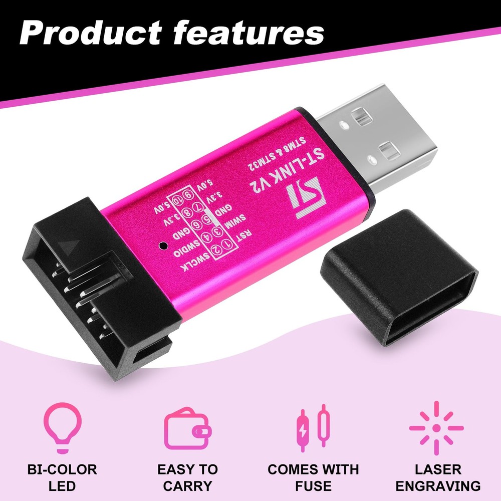 ST-Link V2 Emulator Downloader Programmer Fits STM8 STM32 Series Chip Debug