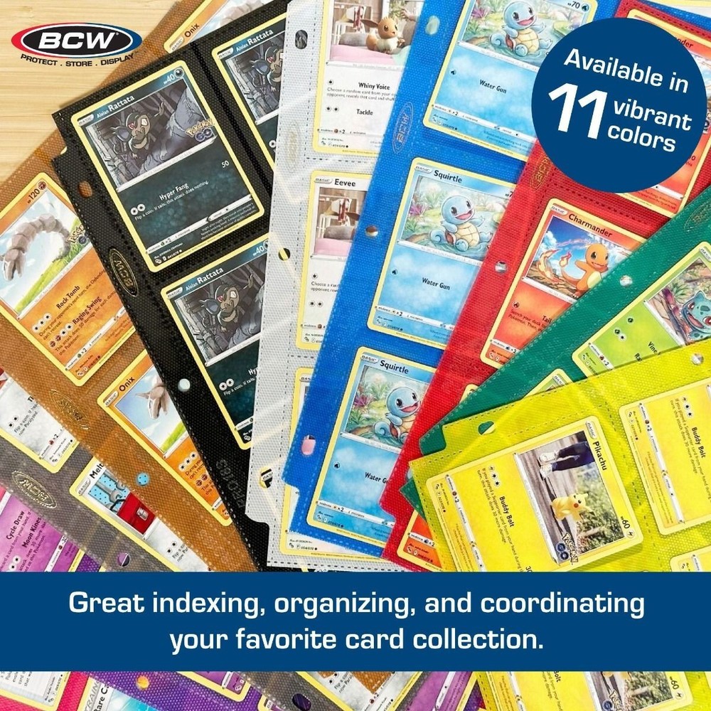 BCW Side Loading 18-Pocket Pro Pages (10 pack) - Choose your Color!